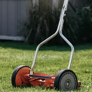 Sıcak satış yeşil manuel akülü biçme çim küçük bahçe traktörü çim biçme makinesi arka çanta ile