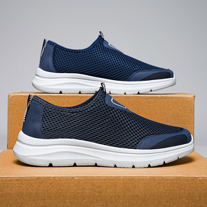 Chaussures de course pour hommes, grande taille, respirantes, en tissu mesh, semelle EVA, souples, à lacets, style sportif printemps-été, style marche - Product Image 3