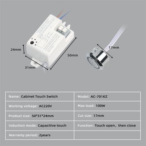 Sensor de barrido de mano con luz Led, atenuador AC220V, interruptor de Sensor de movimiento de onda de mano para muebles de armario, 2 uds. - Product Image 2