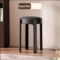 Tabouret rond empilable en plastique rembourré style Mid-Century, chaise de salle à manger peu encombrante, robuste et épaisse pour la maison