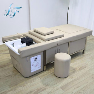 Lit de massage thaïlandais polyvalent, équipement professionnel de spa capillaire pour salon, lit de lavage de cheveux électrique avec rangement - Product Image 1