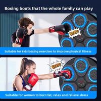 Machine de boxe murale multifonctionnelle avec 6 cibles, musique, hauteur réglable, gants inclus, 1200 mAh