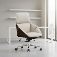 Chaise de bureau exécutive contemporaine en cuir de qualité supérieure, dossier haut, pivotante, réglable électriquement, avec support lombaire, pour bureau à domicile