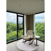 Ventanas Horizontales Fijas de Aluminio y Vidrio Insonorizadas Modernas Personalizadas con Cortina Colgante para Salas de Estar de Villas y Apartamentos