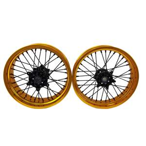 Supermotard YZ <span class=keywords><strong>Moto</strong></span> <span class=keywords><strong>125</strong></span> Llantas doradas Black CNC Hubs Llantas de motocicleta 17 pulgadas - Product Image 2