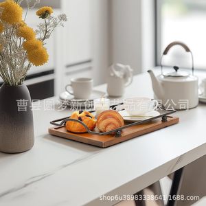 Bandeja combinada de hierro y madera, florero aromático de sobremesa, plato ornamental, plato para aperitivos de la tarde, café y frutas - Product Image 5