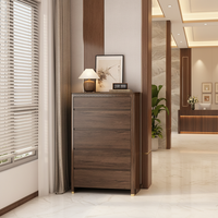 Commode moderne à 5 tiroirs en bois avec poignées métalliques, grande capacité, meuble de rangement pour chambre et salon