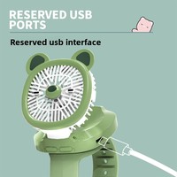 Jam Tangan Kartun Baru Tiga Kipas Angin Lampu USB Pengisian Daya Kreatif Mini untuk Pelajar Baterai Internal Motor Brushless Hadiah Lintas Negara