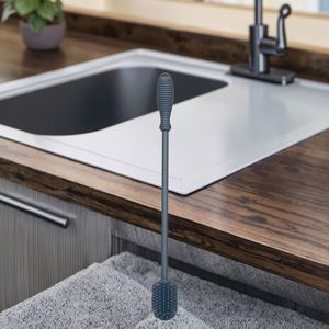 3.5cm Head 39cm Length 15.3 Inch Household Baby's Kitchen Washing Feeding Glass Long Handled Silicone Bristle <b>Cleaning</b> <b>Brush</b> - Product Image 1