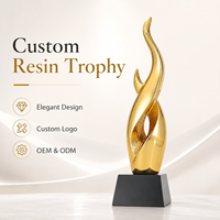 Trophée en résine à base conique noire pour cérémonie de remise de prix d'entreprise avec gravure de texte personnalisé
