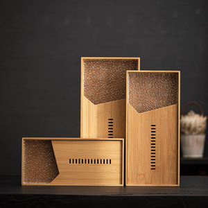 Bamboo <b>Tea</b> <b>Tray</b> Square Draining <b>Tray</b> For Kung Fu <b>Tea</b> Set Modern Minimalist Design Small <b>Tea</b> Sea Without Lid - Product Image 1