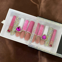 Presse sur les ongles vendeur en gros conception personnalisée luxe XXXL longs ongles français conseils faux acrylique 100% ongles faits à la main presse sur