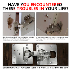 Plaque de <span class=keywords><strong>fixation</strong></span> pour charnière de porte d'armoire LINKCHO – <span class=keywords><strong>Kit</strong></span> de réparation de charnière de porte d'armoire sans remplacement nécessaire - Product Image 4