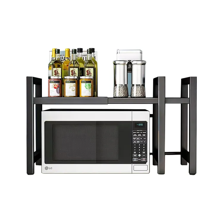 Hot Kitchen Countertop Storage Metal Microwave Oven Rack Expandable Adjustable Organizer Shelf Racks for Kitchen Living Room