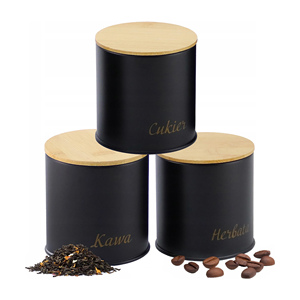 Metal siyah çay şeker kahve kutu kavanoz ev <span class=keywords><strong>Herbata</strong></span> Cukier Kawa mutfak için gıda saklama kabı Set ayarlayabilirsiniz - Product Image 2