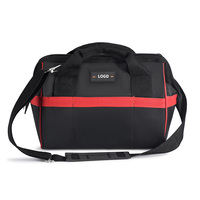 Bolsa de Herramientas Impermeable de Poliéster 600D con Correa de Hombro Ajustable, Gran Capacidad, Organizador Multibolsillos, Diseño de Boca Ancha para