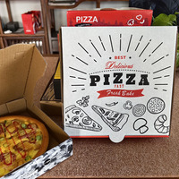Caja de papel para pizza moderna con logotipo personalizado al por mayor caja de cartón corrugado para pizza para llevar con laminación mate
