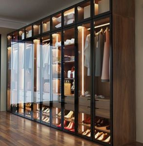 Meubles de chambre à coucher de style minimaliste, design moderne, placard avec <span class=keywords><strong>porte</strong></span> <span class=keywords><strong>coulissante</strong></span> en verre, armoire de rangement pour vêtements, armoires de chambre à coucher - Product Image 5