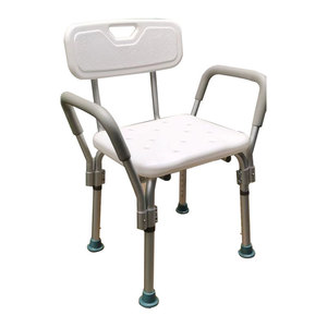 Silla de ducha con respaldo y brazos, altura ajustable, asiento de baño para personas mayores y discapacitadas - Product Image 1