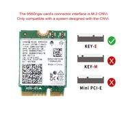 Tarjeta WiFi Intel 9560NGW 9560AC 802.11AC de Doble Banda NGFF Key E de 1.73Gbps, 2.4G 5G WIFI5 para Portátil