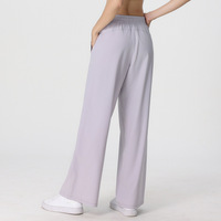 Pantalon de sport décontracté pour femme, coupe ample, avec poches, respirant, imperméable, pour yoga et fitness, à taille haute, séchage rapide, avec cordon de serrage