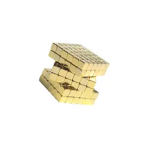 Fournisseur d'or Cube magnétique en néodyme de 12mm bloc magnétique en or