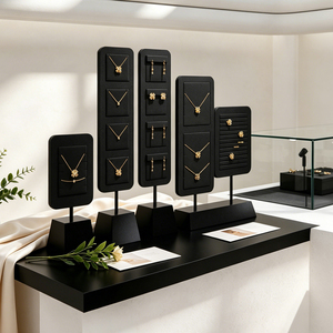 JINSKY Jewelry <b>Display</b> Stand Set Black Velvet Necklace Earring Holder Showcase Rack for Store or Home Use - Product Image 3