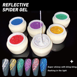 Vernis à ongles élastique effet toile d'araignée rouge, or, noir, blanc, longue tenue, non toxique, pelable, séchage rapide en 2 min sous lampe UV/LED - Product Image 1