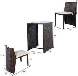 ¡Patio <span class=keywords><strong>3</strong></span> piezas <span class=keywords><strong>bistro</strong></span> mesa de café conjunto de mimbre al aire libre muebles de mimbre jardín sofá silla con cojín pequeño ahorro de espacio! - Product Image 6