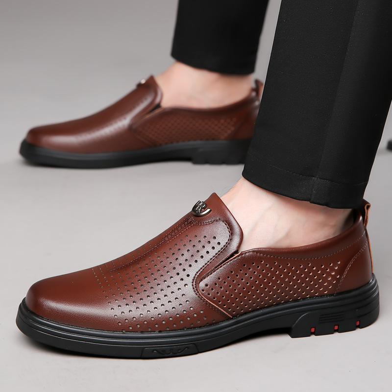 Brown openwork shoes