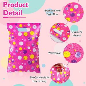 ถุงช้อปปิ้งพลาสติกสำหรับงานปาร์ตี้ลายจุดจุดลูกอมที่มีด้ามจับสำหรับวันเกิด - Product Image 3