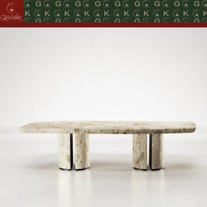 Mesa de Comedor Contemporánea GOLDKING Monet Garden con Tapa de Mármol y Patas Cilíndricas Divididas, OEM ODM Personalizada para Interiores de Condominios de Lujo - Product Image 2