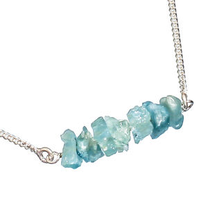 Moda 925 Plata de Ley sólida aguamarina Natural piedra preciosa collar con cuentas joyería para mujeres hermosas ODM OEM joyería - Product Image 1