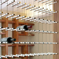 Porte-bouteilles flottant en câble d'acier inoxydable de 1,5 mm, style moderne, écologique, hauteur réglable, prix usine, pour la maison