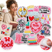 Patch brodé thermocollant ou à coudre pour les amoureux des livres, avec motifs de lecture, littéraires, mignons, drôles et confortables, pour club de lecture et filles