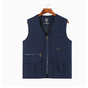 <span class=keywords><strong>Gilet</strong></span> décontracté en pur coton sans plis à col en V pour hommes, grandes tailles, pour personnes d'âge moyen et âgées, idéal pour l'hiver, le printemps et l'automne, style uniforme - Product Image 3