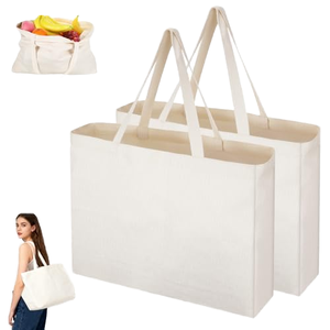 Reusable Cotton Canvas <b>Tote</b> <b>Bags</b> 45x35x8cm <b>Medium</b> Size Women's Shopping &amp; Work <b>Bags</b> - Product Image 4