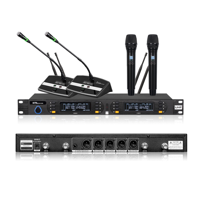 High Sound Quality Professional UHF 4 Channel Gooseneck Microphone for Conference Room