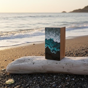 Compre urna de cremación con resina epoxi multicolor y superficie pulida de madera artesanal. Urna de cremación en venta por exportadores. - Product Image 2