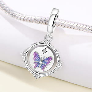 2026 Hot Selling <b>Copper</b> Butterfly Round Pendant <b>Bracelet</b>,Unique and Versatile DIY <b>Bracelet</b> Jewelry Accessories Pendant Wholesale - Product Image 3