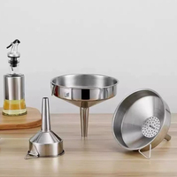 Entonnoir en acier inoxydable de 15 cm de qualité alimentaire avec filtre en maille, verseur d'huile et de vin épaissi de 13 cm, entonnoir à large ouverture pour la cuisine domestique