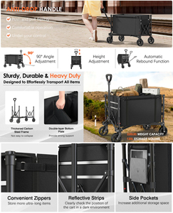 Özel 120L Taşınabilir Ayarlanabilir Katlanabilir Açık Hava Bahçe Fermuarlı Yan Açılır Plaj Piknik Kamp Arabası - Product Image 3