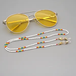 Go2boho سلسلة النظارة الشمسية مجوهرات الأزياء النظارات حزام البذور مطرز سلاسل البوهيمي الملونة القلائد اخفاء الحبل