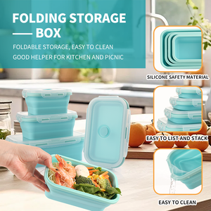 Custom Thermal Foldable Silicone Lunch Box 4 Set Kids Bento Camping Leak Resistant Dishwasher Safe Printing - Product Image 6