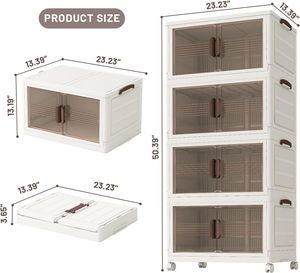 Armario de Almacenamiento Plegable para el Hogar, Organizadores de Armarios Plegables, Cajas y Contenedores de Almacenamiento de Plástico Multifuncionales Apilables con Ruedas - Product Image 4