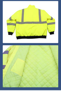 مصنع بيع بالجملة سترة شتوية عصرية خضراء صفراء عاكسة سترة المرور للطقس البارد ملابس عالية السلامة - Product Image 6