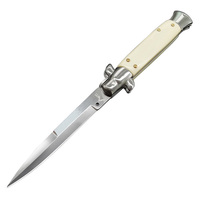 Couteau pliant tactique de survie portable en acier inoxydable avec manche en bois, logo personnalisé, cadeau, utilisation en extérieur, sac en nylon