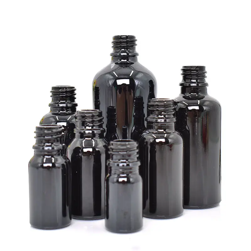 Frasco de vidro preto da bomba do parafuso do OEM para a garrafa clara creme 5ml-100ml da bomba do soro do vidro preto da prova