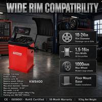 Équilibreuse de roues numérique automatique GATmatic KWB400 avec affichage LED, précision 1g, 8S, 10-24 pouces, 1000 mm, 93 kg, certifiée CE