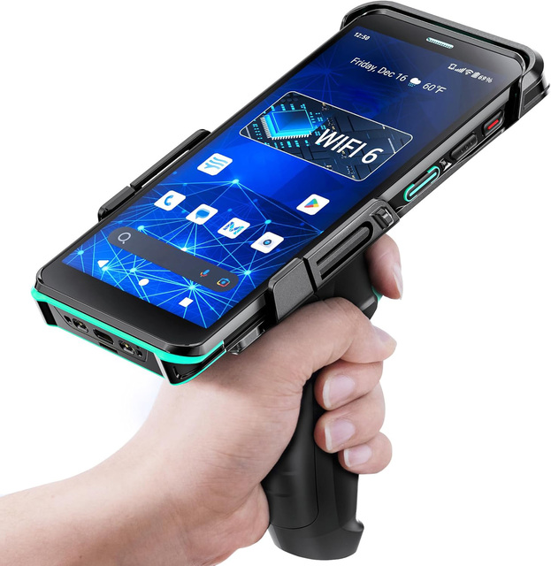 Android 13 PDA Barcode Scanner Data Collector Terminal Snap-on Trigger 5.5'' 4G MTK CPU IP67 GMS GPS NFC for Logistics